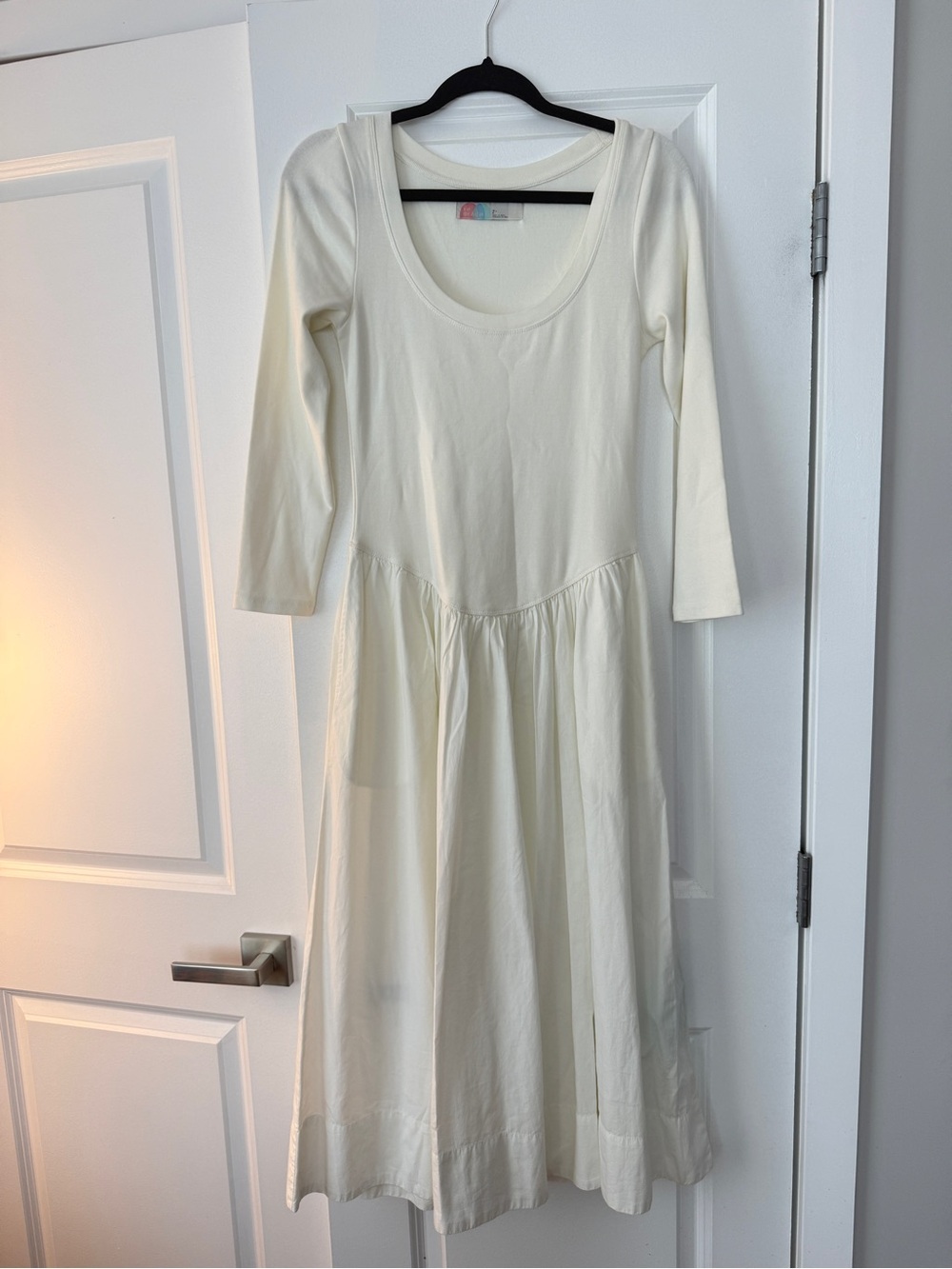 Free People Cream Midi Scoop-Neck Dress